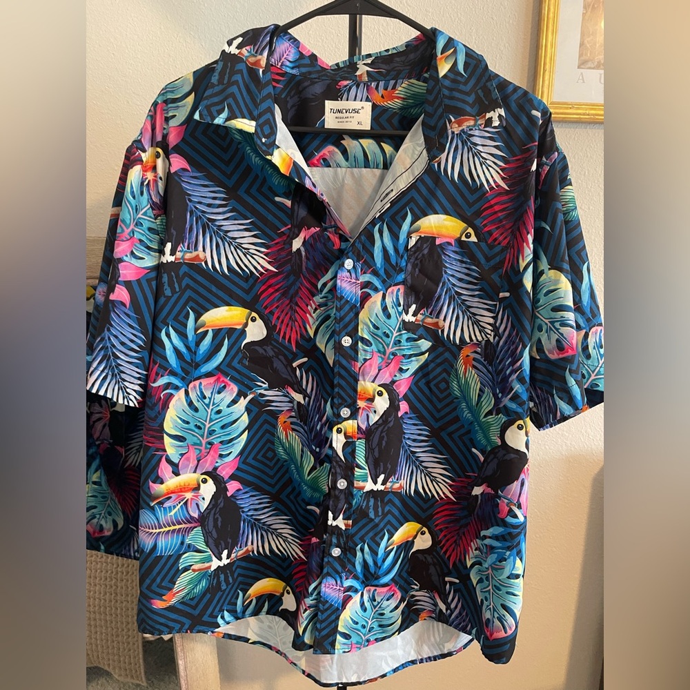 Men's Tropical Toucan Shirt - Multicolor